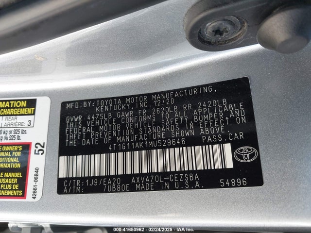 4T1G11AK1MU529646 Toyota CAMRY SE