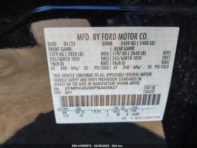 2FMPK4G98PBA05827 Ford EDGE SE