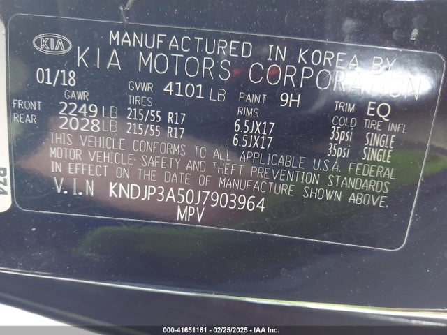 KIA SOUL + 2018 KNDJP3A50J7903964 Image 9