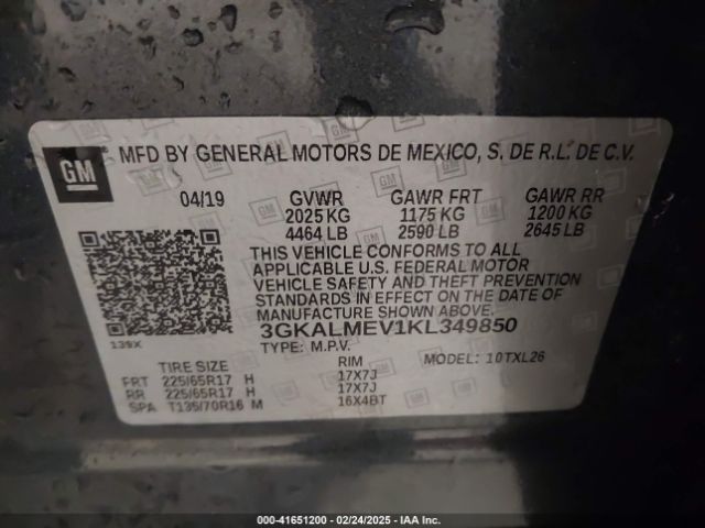 3GKALMEV1KL349850 GMC Terrain Sle
