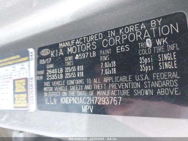 KNDPN3AC2H7293767 KIA Sportage Ex