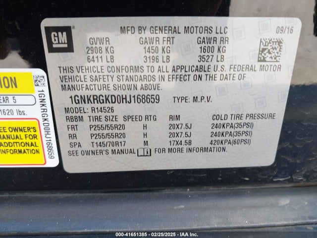 1GNKRGKD0HJ168659 Chevrolet Traverse 1lt