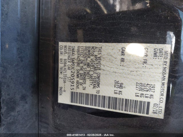 1N4AL3AP0JC205915 Nissan Altima 2.5 Sr