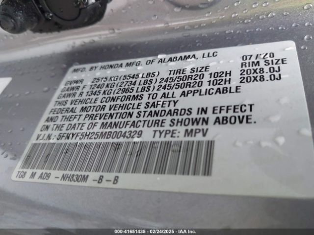 5FNYF5H25MB004329 Honda Pilot 2wd Special Edition