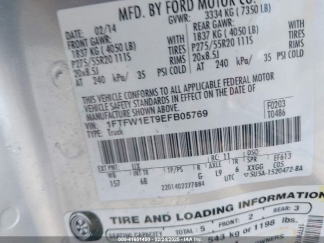 1FTFW1ET9EFB05769 Ford F-150 Fx4