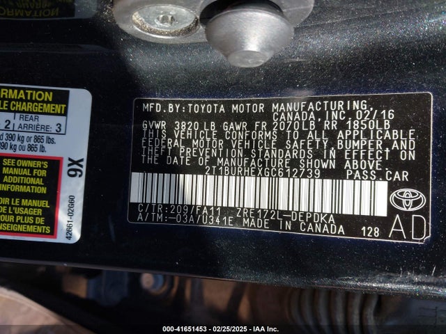Toyota COROLLA L 2016 2T1BURHEXGC612739 Image 9