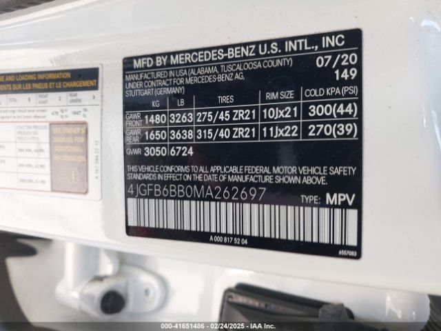 4JGFB6BB0MA262697 Mercedes-Benz Amg Gle 53 4matic