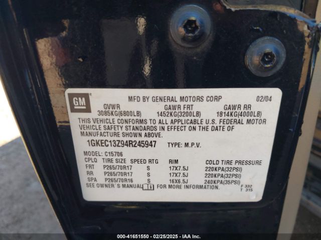 2004 GMC YUKON 1GKEC13Z94R245947 Photo 8
