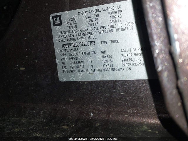1GCVKREC5GZ206752 Chevrolet Silverado 1500 2lt