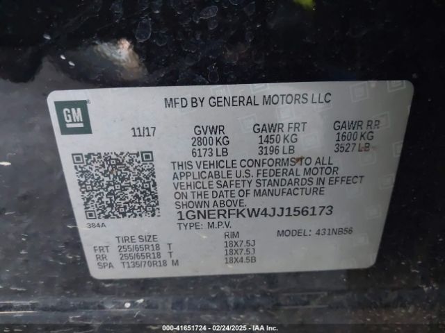 1GNERFKW4JJ156173 Chevrolet Traverse Ls