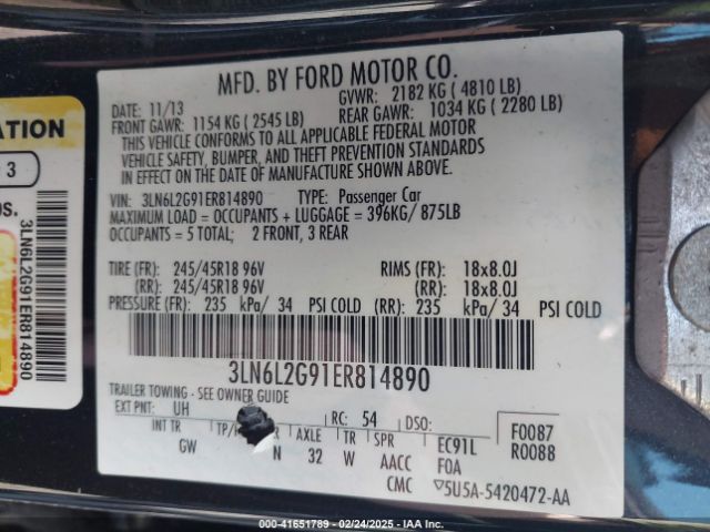 3LN6L2G91ER814890 Lincoln MKZ