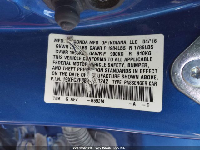 19XFC2F88GE051242 Honda CIVIC EX