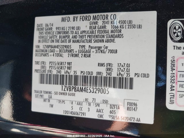 Ford Mustang V6 2014 1ZVBP8AM4E5329005 Image 9