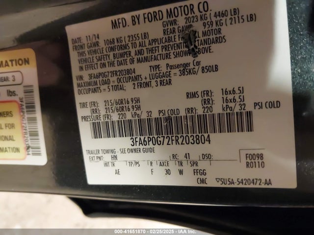 Ford Fusion 2015 3FA6POG72FR203804 Image 9