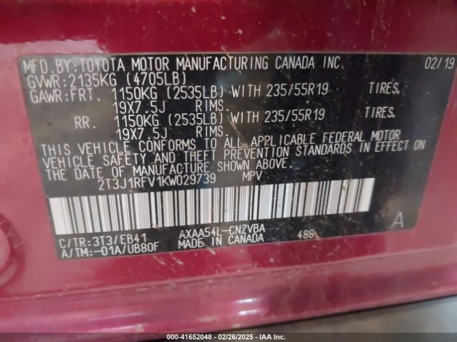 2T3J1RFV1KW029739 Toyota Rav4 Adventure