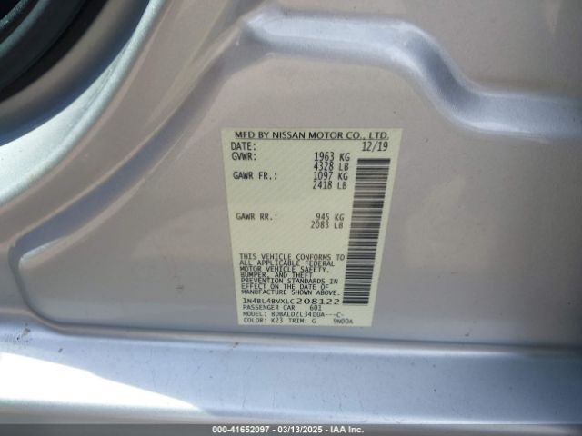 1N4BL4BVXLC208122 Nissan Altima S Fwd