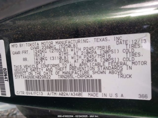 5TFTX4GN9EX029822 Toyota Tacoma Prerunner
