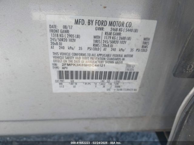 2FMPK3K89HBC44121 Ford Edge Titanium