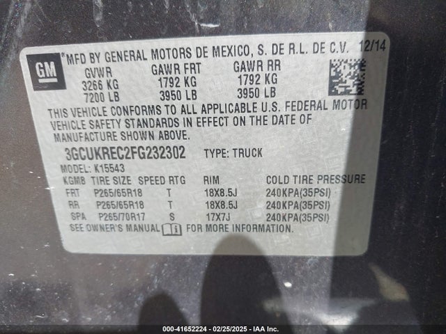 Chevrolet Silverado 1500 2lt 2015 3GCUKREC2FG232302 Image 9
