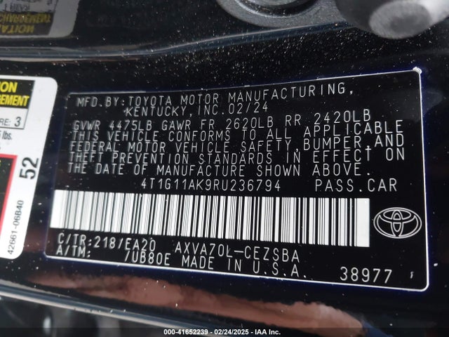 4T1G11AK9RU236794 Toyota CAMRY SE