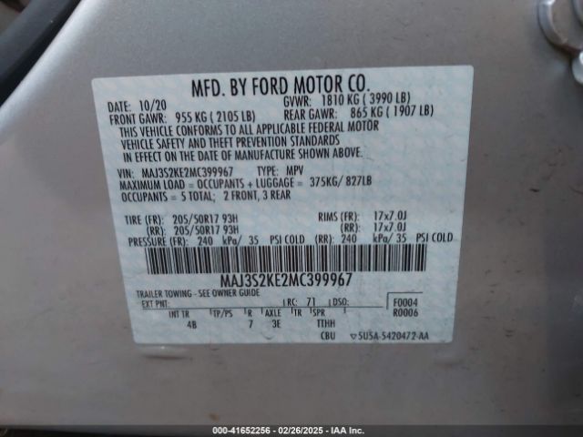 MAJ3S2KE2MC399967 Ford Ecosport Titanium