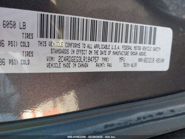 2C4RDGEG3LR184757 Dodge Grand Caravan Gt