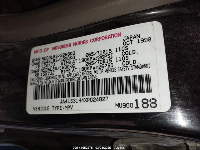 1999 MITSUBISHI MONTERO SPORT JA4LS31H4XP024827 Photo 8