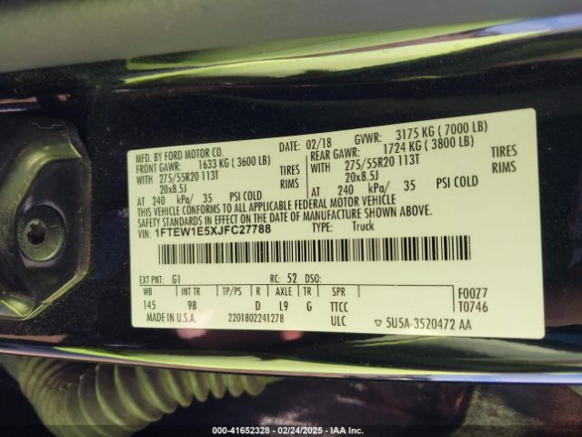 1FTEW1E5XJFC27788 Ford F-150 Platinum