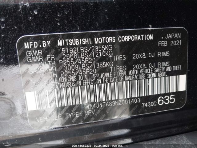 2022 MITSUBISHI OUTLANDER JA4J4TA89NZ001403 Photo 8