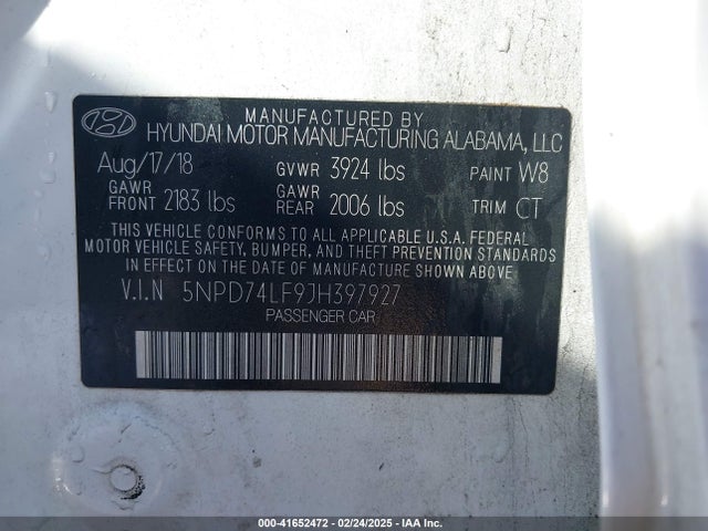 Hyundai ELANTRA SE 2018 5NPD74LF9JH397927 Image 9