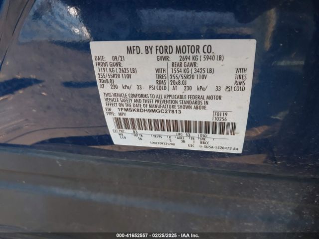 2021 FORD EXPLORER 1FMSK8DH9MGC27813 Photo 8