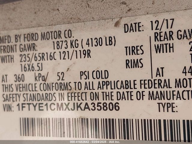 1FTYE1CMXJKA35806 Ford Transit-150