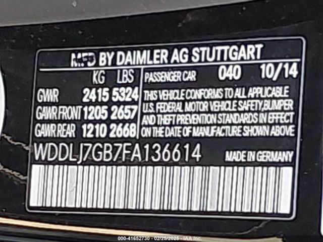 WDDLJ7GB7FA136614 Mercedes-Benz Cls 63 Amg S 4matic