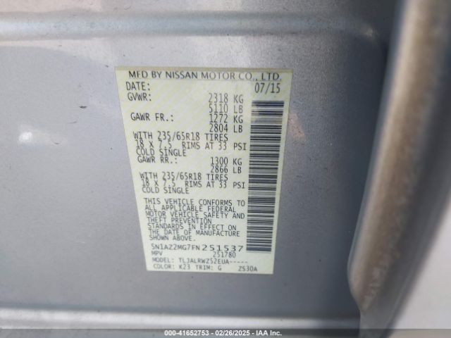 5N1AZ2MG7FN251537 Nissan MURANO SL