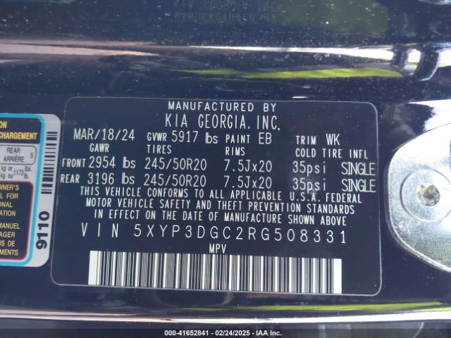 5XYP3DGC2RG508331 KIA Telluride Ex