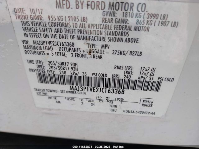2018 FORD ECOSPORT MAJ3P1VE2JC163368 Photo 8