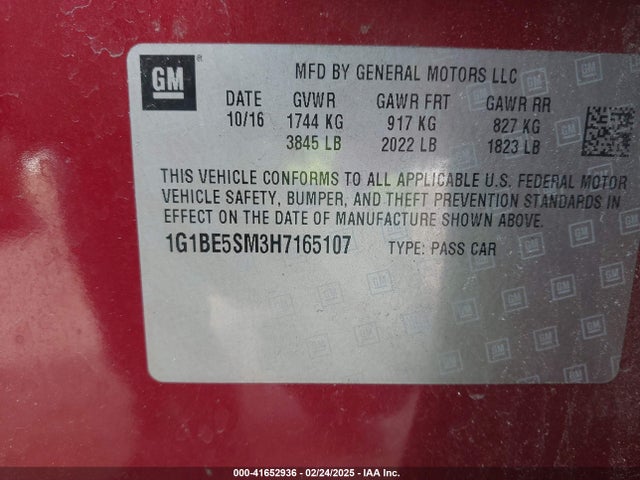 1G1BE5SM3H7165107 Chevrolet Cruze Lt Auto