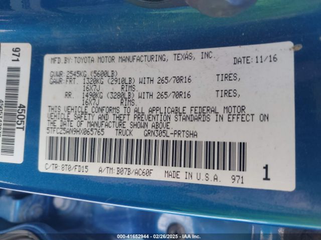 5TFCZ5AN9HX065765 Toyota Tacoma Trd Off Road