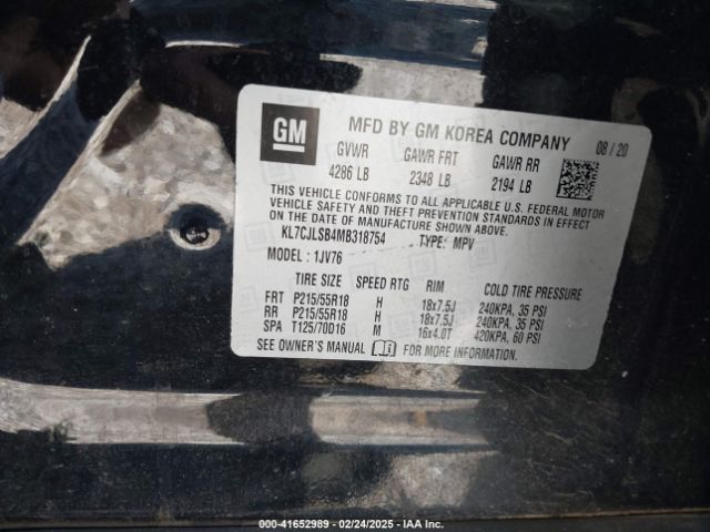 KL7CJLSB4MB318754 Chevrolet Trax Fwd Lt