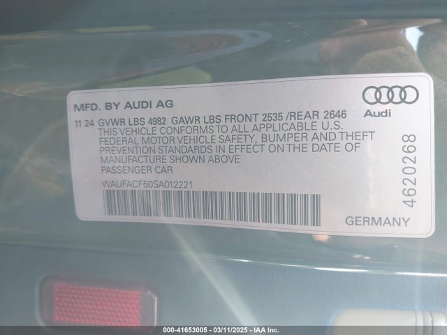 2025 AUDI A5 SPORTBACK WAUFACF50SA012221 Photo 8