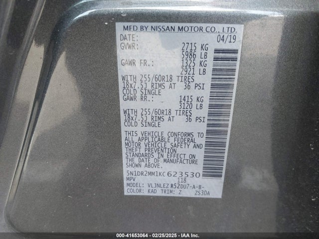 5N1DR2MM1KC623530 Nissan 2019