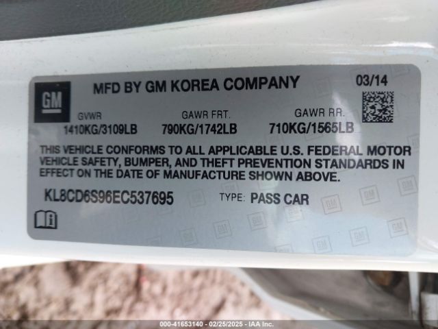 KL8CD6S96EC537695 Chevrolet Spark 1lt Auto