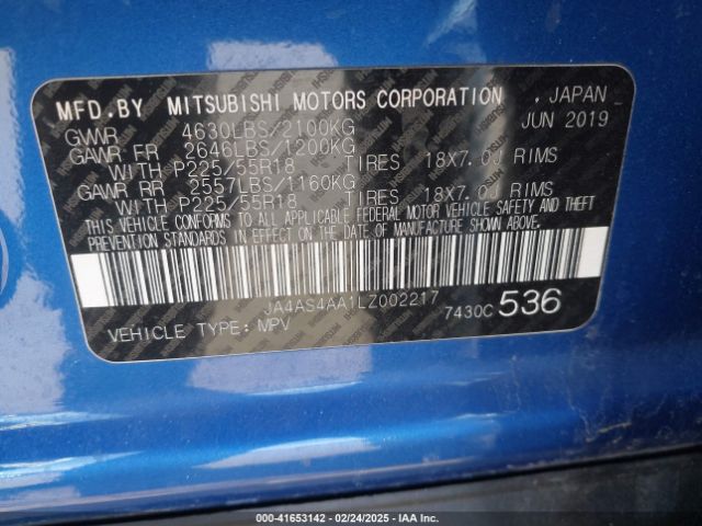 JA4AS4AA1LZ002217 Mitsubishi Eclipse Cross Le 1.5t