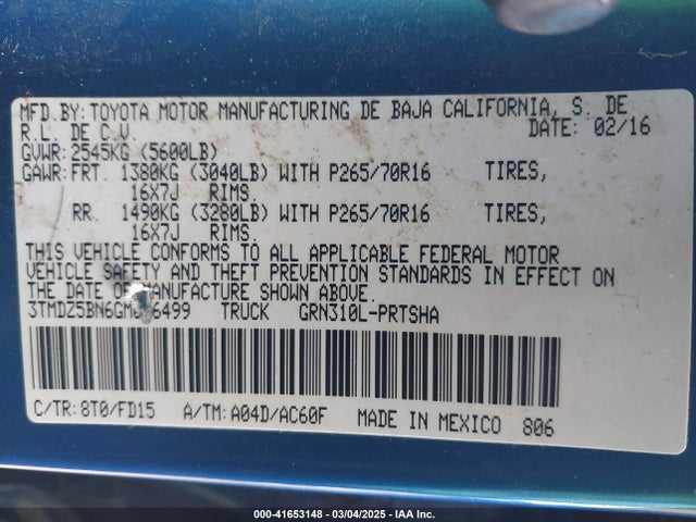 3TMDZ5BN6GM006499 Toyota 2gr-fks