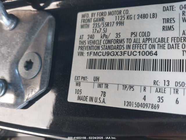 Ford ESCAPE SE 2015 1FMCU9GX3FUC10064 Image 9