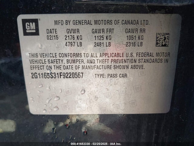 2G1165S31F9220567 Chevrolet IMPALA 2LZ