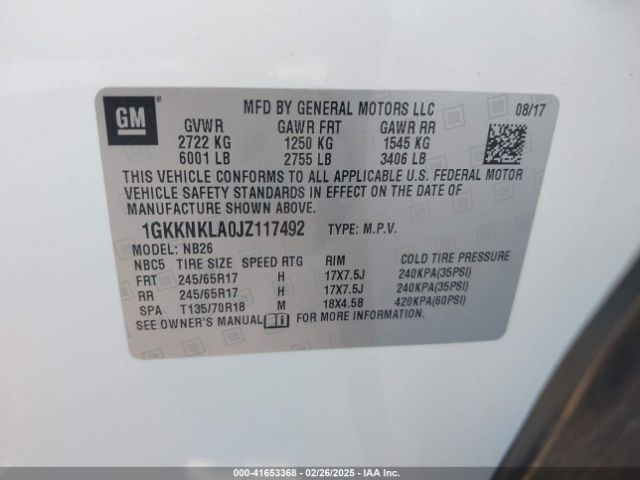 1GKKNKLA0JZ117492 GMC lcv - spark ignited direct injection, variable valve timing, dcvcp, e85 max, e0-e100, alum