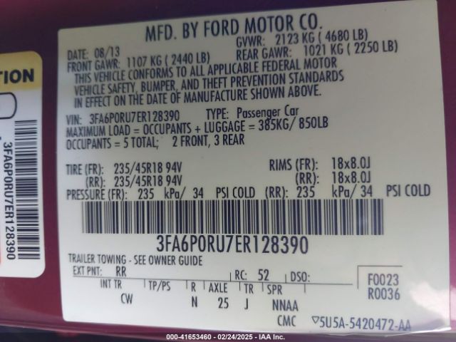 3FA6P0RU7ER128390 Ford Fusion Hybrid Titanium