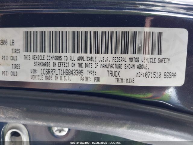 1C6RR7LT1HS843305 RAM 1500 Big Horn  4x4 5'7 Box