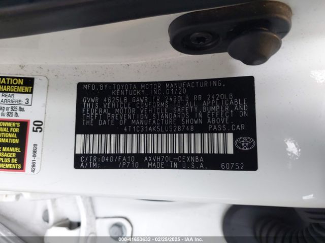 4T1C31AK5LU528748 Toyota Camry Le Hybrid
